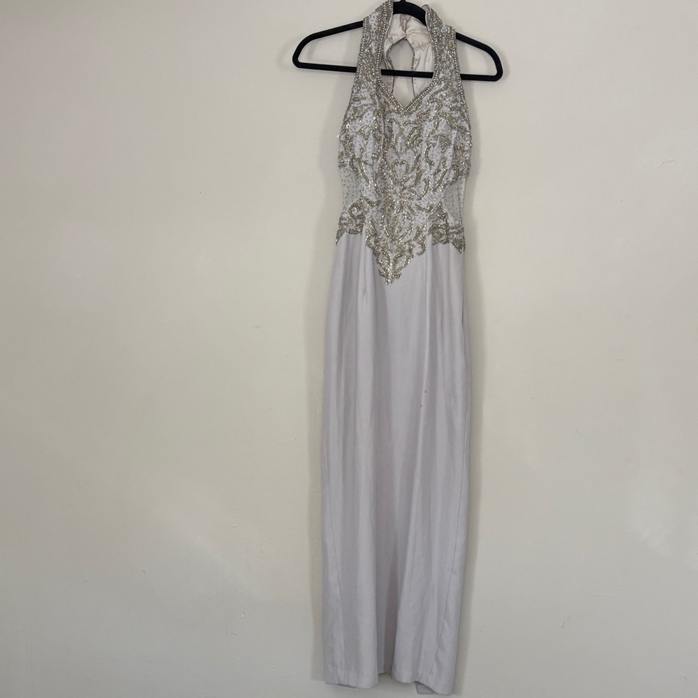 Creative Creations Elegant Silver Halter Dress - image 1